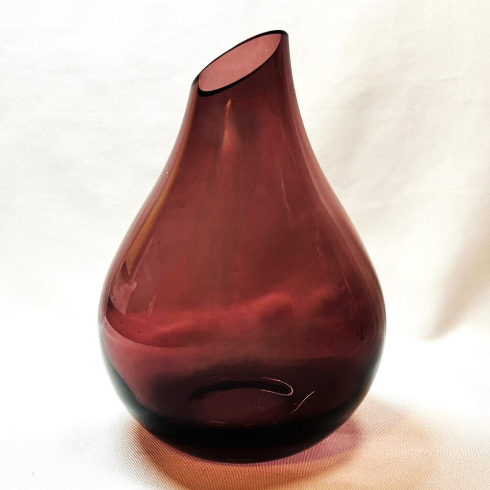 Purple Amethyst Blown Art Glass Sannolik Vase 7” high Ikea Contemporary
